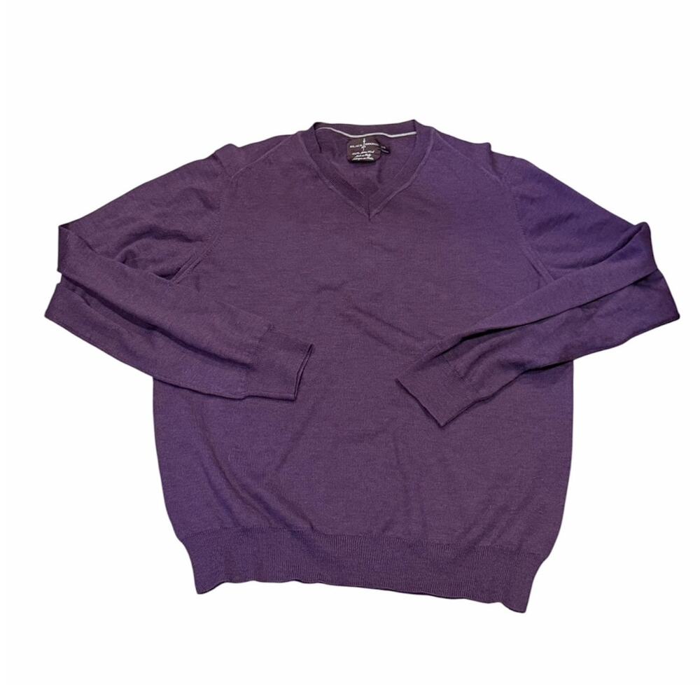 Merino Wool Sweater Men's Large Purple Plum Made in Italy Knit Pullover Retro